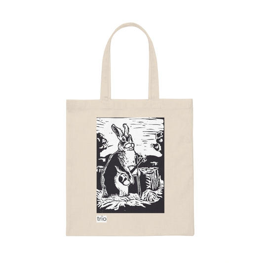 Rabbit and Violin Canvas Tote Bag
