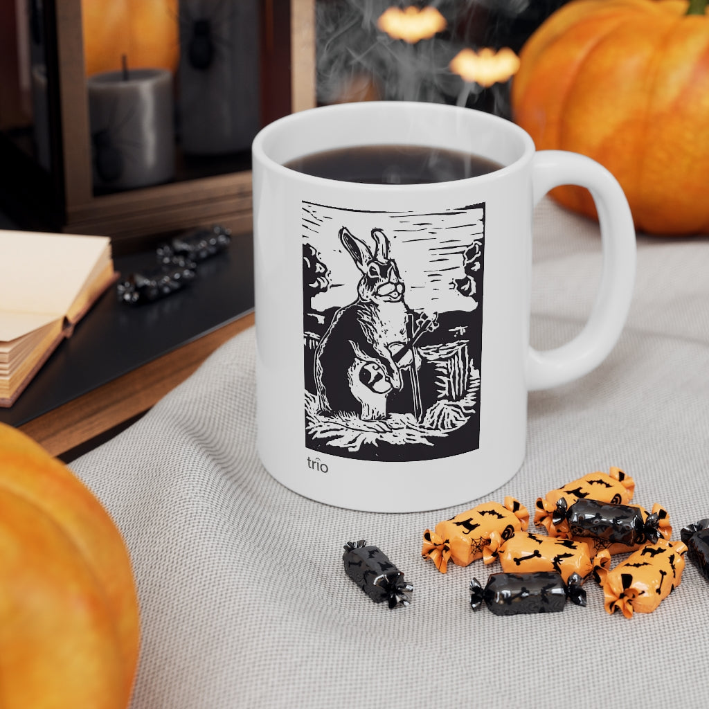 Rabbit & Violin Ceramic Mug 11oz