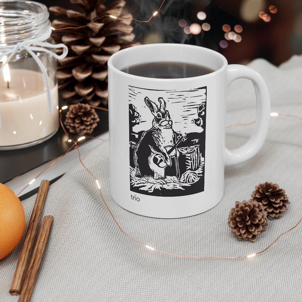 Rabbit & Violin Ceramic Mug 11oz